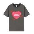 Charcoal grey I LOVE MY MOM printed t-shirt in comfortable cotton for Mother's Day - XS / Heart Letter Print / Dark Gray
