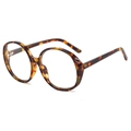 Vintage oversized round tortoiseshell glasses frame with stylish thick rims - Tortoiseshell Frame Clear Lens