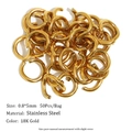 50pcs of 18K gold plated stainless steel 0.8x5mm open jump rings for DIY jewelry making - 0.8*5mm / Pack of 50 / Jump Rings / Gold