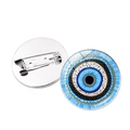 Turkish blue evil eye brooch set with golden finish and silver metal pin closure - Silver-12