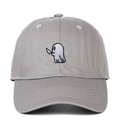 Détail de la broderie fantôme blanc avec couteau sur casquette en coton gris - Réglable / Gris