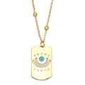 Collana con pendente rettangolare occhio del male dorato con cristalli e smalto blu - C-Occhio del Diavolo