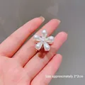 Exquisite white pearl flower hair claw clip with golden finish, small 3x2cm size - M1-021 Camellia Flower Claw / Approx. 3*2cm