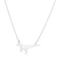 Collana origami dinosauro minimalista in argento con ciondolo geometrico in metallo - Dinosauro / Color Acciaio
