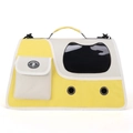 Sac à dos de transport pour chat jaune et gris avec fenêtre en forme de chat - Sac pour chat à grande capacité / Jaune