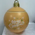 Inflatable yellow PVC Christmas ornament ball with Merry Christmas text and LED light - Yellow Merry Christmas Print