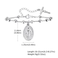 Détail du pendentif ovale Vierge Marie et breloque croix sur chaîne en acier argenté - Acier Style 1