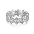 S925 sterling silver geometric rhombus ring featuring sparkling princess cut zircon stones - Geometric Rhombus Intertwined Style (DY120970-S-W-WH)