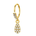 Close-up of 18k gold plated nose ring with teardrop pendant and cubic zirconia - Waterdrop Dangle Nose Hoop
