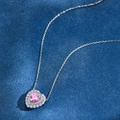 925 silver necklace featuring a heart-shaped pink carbon diamond pendant on a dark background - 925 Silver / Pink