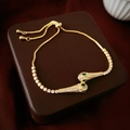 Gold-plated dual snake head bracelet with cubic zirconia and adjustable pull chain - Real Gold Plated Snake Zirconia (5076371384556)