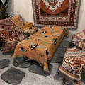 Coperta da picnic bohémien arancione con motivi di api e fiori e nappe decorative - 130x160cm / Arancione Ape Floreale