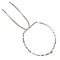 Bohemian handmade adjustable beaded bracelet with blue white gold and grey seed beads - Multicolor