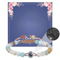 Bracelet de projection avec perles naturelles et carte cadeau I Love You pour femme - À ma magnifique épouse / Amazonite (Perle Ronde)