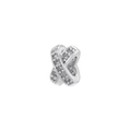 Macro shot of a silver-colored X-shaped bead with sparkling micro-pave cubic zirconia - VZ437 Silver White Zirconia