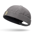 Berretto docker grigio scuro con logo ricamato dorato e cinturino regolabile - Regolabile / Grigio