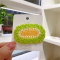 Handmade crochet kiwi fruit pattern hair clip in green and white on a display card - 6# Color Block Oval Yellow Green