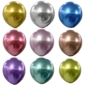 Nine metallic chrome latex balloons in assorted colors for wedding and birthday decor - Metallic Multicolor - Extra Large