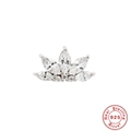 Macro detail of S925 sterling silver paw print stud earring with shiny cubic zirconia stones - #4 Crown Cluster (Single) / White Gold