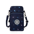 Dark blue crossbody phone bag with abstract print and multi-zipper compartments - Blue Jellyfish