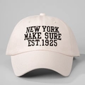 Berretto da baseball regolabile in cotone beige con ricamo New York per protezione solare - Taglia Unica(Regolabile) / Beige