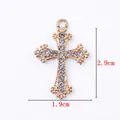 KC gold plated cross pendant with white rhinestones, size 2.9cm by 1.9cm and lightweight - 11777 Gold