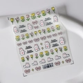 Selbstklebende Nageltattoo-Sticker mit süßen weißen Hasen und Tulpen-Blumenmotiven - Tulpenkaninchen(TS-2393)
