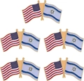 Lot de 5 pins en émail avec drapeaux croisés USA et Israël et finition dorée - C2362-2 Drapeaux Américain Et Israélien (un Paquet)