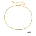 Minimalist gold snake bone chain necklace in stainless steel with lobster clasp - 2mm/42+8cm / Gold (YX15670)