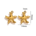 Golden starfish pendant charm in stainless steel measuring 16mm height for DIY jewelry - Golden Starfish