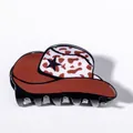 Pince à cheveux chapeau de cow-boy avec motif vache et étoile en marron et blanc - Chapeau de cowboy / Marron