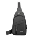 Classic black water-resistant oxford cloth sling chest bag with multi-pocket sport design - Style 4 (7078) / Gray