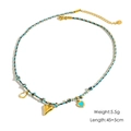 Collar de cuerda trenzada azul hecho a mano con colgantes de corazón dorado y azul - Cuerda Azul Oro Doble Corazón Colgante Lágrima (YTN2411212)