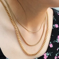 Three-layer gold titanium steel necklace with curb and snake chain stack for women - Style 4-15 (Gold 3-Layer: Snake+Textured+Heavy Curb)