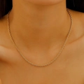 Elegant gold twist chain necklace shown on neck, titanium steel drop pendant accessory - 18K Gold Plated Stainless Steel Thick Necklace (8482)