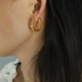 Polished gold U-shaped chunky hoop earrings featuring a minimalist luxury geometric design - EH40 U-Shape / Gold