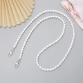 Elegant long white pearl phone strap cross-body chain with silver metal lobster clasps - White Twist Pearls