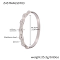 Bracelet bambou en acier inoxydable argenté avec zircon et dimensions techniques détaillées - Bracelet Bambou Argenté avec Zircon Blanc (Z457)