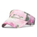 Detail of sun visor with pink and green tie-dye pattern and reinforced stitched brim - Head Circumference 55-60cm / Tie-dye Rose Red