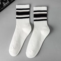One Size White with Black and Gray Stripes