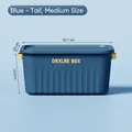 Blue large capacity plastic storage box with lid and yellow handles 35.7x25x14.9cm - Tall Medium / Teal