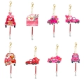 Set of 8 Valentine's DIY diamond painting ornaments with pink trucks and heart charms - Style 19