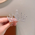 Mini silver rhinestone crown hair clip for girls with sparkling crystal details - Style 5