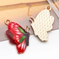 Farbenfroher Schmetterlingsanhänger mit Emaille in Rot Schwarz und Grün für DIY-Schmuck - Roter Bedruckter Schmetterling (16x24 mm)