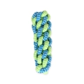 Detailed close-up of blue green and white braided cotton dog rope toy for teething - B10206-Style 6 (Cylindrical Knot)