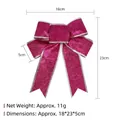 Sparkling rose red Christmas bow decoration with silver trim, 18x23x5cm festive ornament - Rose Red