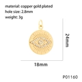 Spécifications de taille pour le pendentif œil maléfique en cuivre plaqué or et zircons - P01160 Pendentif Mauvais Œil Rond (24*18mm)