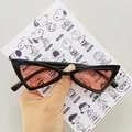 Retro triangular black frame cat eye sunglasses with dark reddish brown lenses - Black Frame Orange Lens