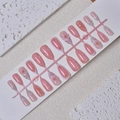 Pink zebra stripe press-on nails with 3D white flowers and long coffin shape - Zebra Print Firework 3D Style (WY-080) / Multi-piece Box Set