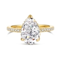 Elegante anello in argento S925 dorato con zircone a forma di pera e goccia d'acqua - US 6 / Oro-Bianco